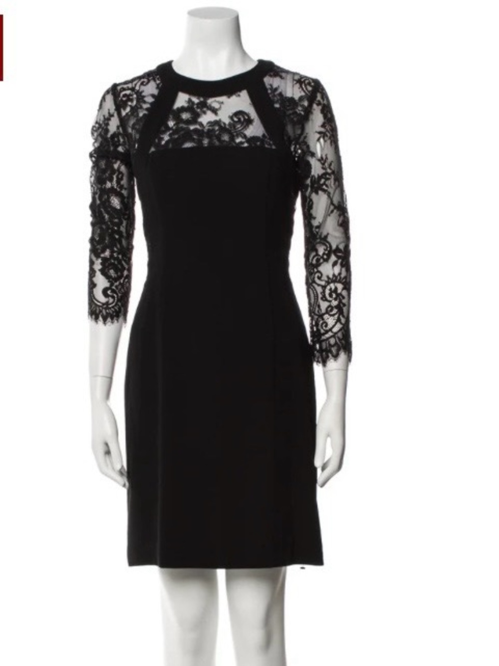The Kooples Black 3/4 Sleeve Lace Mini Dress